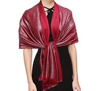 Gragengs Chispas Metálicas Pashmina Bufandas y Estola para Mujer, Pañuelos Largos de Fiesta Color Uniforme Dos Tonos, Talla única