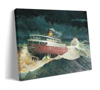 Graham M'Turfersee The Edmund Fitzgerald Masterpiece Póster decorativo impreso en lienzo para decoración de pared, ideal para salas de estar, dormitorios, oficinas y decoración del hogar, 50 x 75 cm