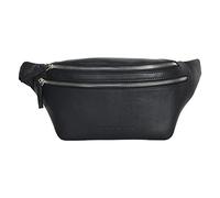 Grains & Tan® Riñonera unisex de piel auténtica grande con múltiples bolsillos y cremalleras de metal, ideal para senderismo y salidas casuales, Black, M, Riñoneras de moda
