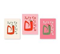 Graiting 3 Piezas Just Chilling Print Wall Art Humorístico Chili Pepper Poster Juguetón Pintura Decorativa Decoración Del Hogar for Dormitorio Sala Cocina(40x50cm No Frame)