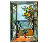 Graiting Fauvismo-Póster De Paisaje Con Ventana Abierta, Exposición Vista Costera, Cuadro Sobre Lienzo for Pared, Decoración Del Hogar, 1 Ud(C,50X70cm no frame)