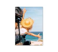 Graiting Póster De Viaje, Puesta Sol, Playa, Mar, Velero, Ballena, Delfín, Cuadro Sobre Lienzo for Pared, Imágenes, Decoración Del Hogar for Sala Estar, 1 Ud(A,40X60 cm No Framed)