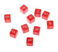 Gralara 10 Piezas Juegos de Dados Seis Lados 16mm Superficie Blanca con Puntos Color Material Acrílico Borde Suave Adecuados Clases Educativas, Rojo