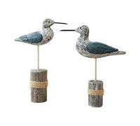 Gralara 2 Figuras de Aves Marinas de Madera, esculturas de gaviotas, Figuras Decorativas para Patio.
