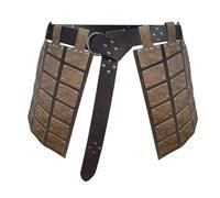 Gralara 2 Piezas Armaduras Medias Piernas Medievales Cintura Ajustables con Hebillas Faldas Caballeros PU Cuero Retro con Cinturón Adecuadas para Cosplay, marrón