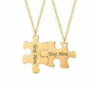 Gralara 2 Piezas de Piezas de Rompecabezas Regalo ideal Collares para Parejas que Encajan Ligero Joyería para Amigos, Dorado, Grabado En Una Cara