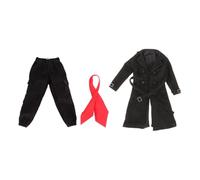 Gralara 3 Piezas Abrigo Miniatura Ropa Figura Acción Masculina Conjunto Gabardina con Bufanda Vestimenta Muñeco Caballero Adecuado para Regalos Decoración de, Negro
