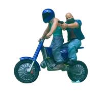 Gralara 4 Piezas Figura en Miniatura Motociclista Modelo Biker Motocicleta Decorativa Hecha de Resina Adecuada para Juegos Fotografía Maquetas Escenas de, Azul