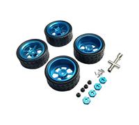Gralara 4 Piezas RC Car Wheels Llantas Metálicas Neumáticos 12mm Tuercas Nylon Antideslizantes Conjunto Resistente Adecuado para RC Y Competici, Azul