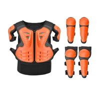 Gralara 5 Piezas Chaleco Protector Infantil Transpirable Protección Protectora Infantil Acolchado Chaleco con y Rodilleras para Adolescentes, Patinaje , Naranja , Talla Única Apto para 7-12 Años