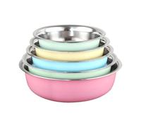 Gralara 5 Piezas Tazones Mezcladores Acero Inoxidable Recipiente Multiuso para Preparar Mezclas Lavar Frutas Organizar Despensa Apto para Almacenar Snacks COC, El Más Pequeño 18 Cm