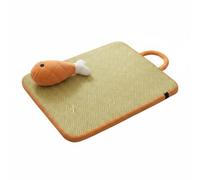 Gralara Alfombrilla de Enfriamiento para Mascotas Cama Colchoneta Transpirable Esterilla Antirrasguños Cojín con Apoyo Suave en Ratán Lavable Adecuada para, 50 40 Cm, Hueso