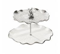Gralara Bandeja Escalonada Cerámica con Acabado Oso Figura Decorativa Segura para Comedor, 2 Niveles Grande