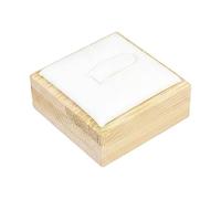 Gralara Base de Madera para Anillo Acabado Pulido Soporte de Anillo Individual Uso Versátil para Joyería, Vitrina, Tocador, Cuero Blanco