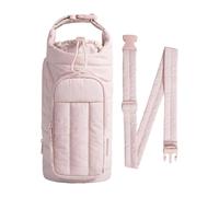 Gralara Bolsa Portabotellas con Funda Térmica Antidesgaste Porta Botellas Cruzado con Bolsillo para Teléfono Y Correa Ajustable Estuche para Bebidas Impermeab, Rosa Claro