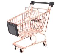 Gralara Carrito de Compra Mini para Niños Carrito de Compras Juguete de Carrito Cochecito de Supermercado Metálico Mini Carro de Juego Diseño Compacto Adecuad, Oro Rosa, M
