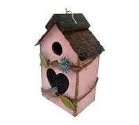 Gralara Casa para pájaros Colgante, Refugio Exterior para pájaros, Nido de colibrí, rústico, Novedad, Nido Decorativo para pájaros para Patio y Granja, Rosa
