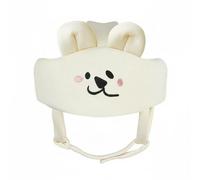 Gralara Casco de para Bebés Gorra Protectora Infantil Sombrero Antigolpes Casco Acolchado con Correa Bajo la Barbilla Material Polyester Algodón Nylon Cómodo, Oso De Boca Torcida Beige