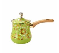 Gralara Cazo con Tapa Elegante Cafetera Turca Resistente Cafetera con Mango para Baristas, Cafetería, Verde Claro Con Patrón Floral, 720ml