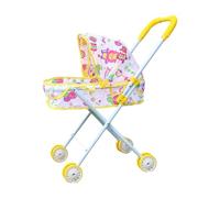 Gralara Cochecito de Muñecas Juego Simulado con Diseño Plegable Hierro Especial para Roles Creativos Desarrollo Motor Adecuado para Juegos E, Amarillo