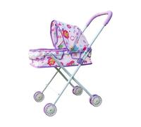 Gralara Cochecito de Muñecas Juego Simulado con Diseño Plegable Hierro Especial para Roles Creativos Desarrollo Motor Adecuado para Juegos E, Violeta