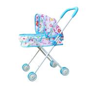 Gralara Cochecito de Muñecas Juego Simulado con Diseño Plegable Hierro Especial para Roles Creativos Desarrollo Motor Adecuado para Juegos E, Azul