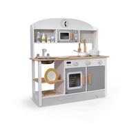 Gralara Cocinita Completa Cocinita Infantil con Fregaro Interactiva Juguete para Niñas, Cocina Japonesa Grande A 68x26x72cm, Color Blanco Y Gris