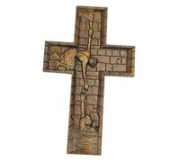 Gralara Cruz de Madera Cristiana para Colgar en la Pared, Estatua de, Colgante de Talla de Madera Cristiana, 26cmx20cmx1.8cm