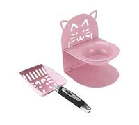 Gralara Cuenco Elevado para Gatos, Pala para Arena de Gatos, Suministros para Mascotas, Recipiente Antideslizante para tamizar excrementos en el hogar, Rosa