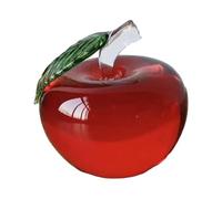 Gralara Decoración de Fruta de Vidrio, Adorno de Fruta, Pisapapeles, Bonita Estatua de Cristal, Escultura para Escritorio, Estantería, Centro de Mesa, Manzana, Individual
