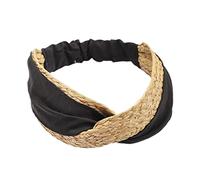 Gralara Diademas bohemias retro, accesorios cabello anchos entrecruzados trenzados Diadema elástica Envolturas cabello Aro cabello, negro