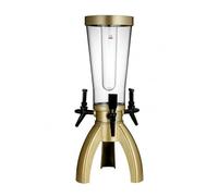 Gralara Dispensador de Cerveza con Grifo Torre de Cerveza Barril Surtidor Capacidad 3L Laterales y Frontal Cámara Transparente Base Firme Material AS Acero, Oro, Dorado