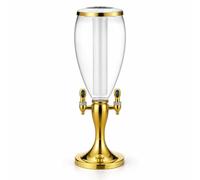 Gralara Dispensador de Cerveza de Mostrador Dispensador de Bebidas Torre Enfriadora con Grifo de Flujo Suave y Base Estable Depósito te Adecuado para, Dorado, 3.0L Dorado Doble Cabezal