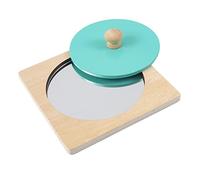 Gralara Espejo para Bebés Juguete de Caras Familiares Juguete Sensorial Infantil Rompecabezas de Madera con Perilla Juguete de Desarrollo Acrílico, Azul