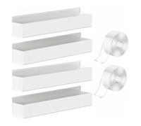 Gralara Estante Acrílico de Pared Estante Repisa Organizador Soporte con Gestión Ordenada de Encimeras y Aprovechamiento del Espacio Vertical con Dos Formas, Blanco, Pack De 4