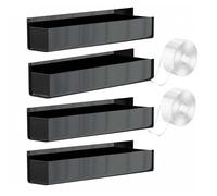 Gralara Estante Acrílico de Pared Estante Repisa Organizador Soporte con Gestión Ordenada de Encimeras y Aprovechamiento del Espacio Vertical con Dos Formas, Negro, Pack+De+4