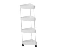 Gralara Estante de Esquina de Piso de pie de pie Estante de rodaje múltiples Gran Capacidad para baños Organizador de Ducha de Estante de Cocina, 4 Niveles Blancos