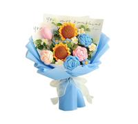 Gralara Flores de Crochet Bouquet Flor Artificial de Punto, Azul