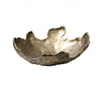 Gralara Frutero Metálico con Relieve Cuenco Decorativo Acanalado Multiusos Cuenco Decorativo Metal, Estilo Antiguo, Acabado De Bronce
