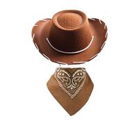 Gralara Kids Sombrero Vaquero para Niños con Banda Ajustable Sombrero de Disfraz de Fieltro Y Gorro Temático de Tela No Tejida Accesorio para Vestimenta, MarrÓn, universal