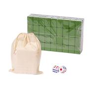 Gralara Mahjong Chino Mini Juego de Mesa Portátil 144 Fichas Set Clásico con Bolsa Y Dados Símbolos Lectura Cómoda Adecuado para Viajes Libres Re, 24mm Verde