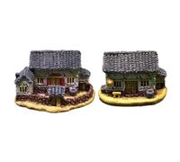Gralara Maqueta Casa con Jardín a Mano Figuras Resina Tallado Figuras Terrario para Coleccionistas, Casa De Campo De Pared Blanca para Micro Paisaje