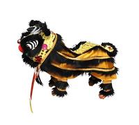Gralara Marioneta León Juguete con Cuerda Decorativo Artesanía Creativa Artes Popular Baile Tradicional Hecho a Mano Material PP Felpa Manual para Proyectos, Negro Amarillo