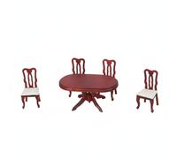 Gralara Mesa de Comedor Miniatura Detallado Mueble Miniatura Estilo Europeo Compacto Juguete para Aficionados a Las Miniaturas