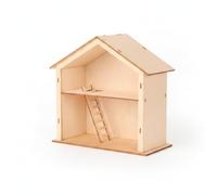 Gralara Miniestructura Madera con Escalera sin Acabar Casa Muñecas con Habitaciones Corte Láser Juguete para Aficionados a Las Manualidades