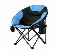 Gralara Moon Chair Gruesa Silla Redondeada Plegable Antideslizante Silla Redondeada, Negro Y Azul Fútbol, Plegable con Algodón, Diseño De Fútbol