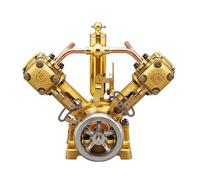 Gralara Motor de Steam de Doble Cilindro Totalmente Ensamblado Modelo Motor Latón Regalo Único para Aficionados a la Mecánica, Entusiastas Del Modelismo, V2 V-type Twin