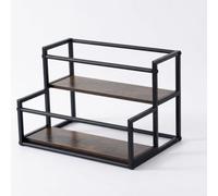 Gralara Multiusos Resistente Organizador Especias Encimera Organizadores del Hogar Estante Escalonado para Encimera para Escritorio, Estante De Almacenamiento De 2 Niveles