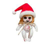 Gralara Muñeca de Miedo Halloween Decoración Siniestra Muñeca Embrujada Diseño Realista con Manchas de Sangre para Casas Encantadas, Niña Santa Grande