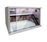 Gralara Parking Lot Diorama de Garaje para Escala Caja Acrílica Y PVC Estéreo con Iluminación Adecuado para Colección Decoración de Mesa, Escalera Derecha Rosa
